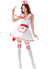 Disfraz de Halloween para adulto  enfermera blanca  poliéster  conjunto de disfraces de vacaciones