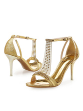 Women's Ankle Strap Heel Evening Sandals Prom Shoes with Rhinestones