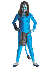 Costume cosplay per avatar per bambini Costume di Halloween per tuta in poliestere blu