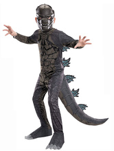 Enfants Halloween Monster Costumes Gris Polyester Masque Combinaison Godzilla Cosplay Costume Ensemble Complet