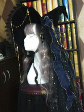 Sombrero de Lolita Lazos Accesorio Lazo Estrellas Estampado Poliéster Negro Accesorios Lolita Sombrero de bruja