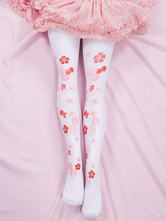 Sweet Lolita Socks Pink Spandex Sakura Pattern Accessori Lolita