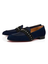 Zapatos de vestir para hombre Zapatos de traje azul profundo con hebilla de punta redonda y elegante sin cordones