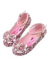 Sapatos de menina de flor prata lantejoulas pano arcos partido crianças sapatos para casamento