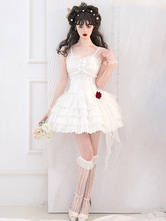   ゴシックロリータドレスパールボウブラックホワイトアジャスタブルエラスティック