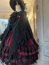 ハロウィン ゴシックロリータドレス ローズ フリル ブラック ブラック