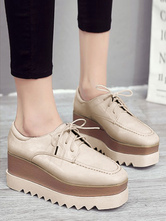 Women's Lace Up Flatform Oxfords in Patent Leather