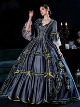 Black Gold Retro Costumes Dress For Women Marie Antoinette Costume Euro Style Party Prom Dress