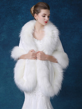 ファー コート ホワイト エコファーコート 無地 レディースアウター 七分袖 女性用 高貴&贅沢 ウェディングラップ レディースファッション