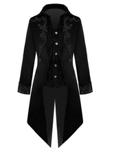 レトロな衣装男性 18 世紀黒ヴィンテージ長袖制服オーバーコートコスプレカーニバル