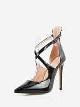 Sexy High Heels Patent Leather Pointed Toe Crisscross Stiletto Prom Heel Pumps