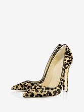 Женские сексуальные туфли-лодочки на шпильке 2024 года с леопардовым принтом и острым носком на высоком каблуке