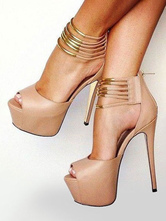 Женская обувь с высокими каблуками Peep Toe Stiletto Heel Абрикосовые насосы