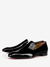 Kleid-Loafer für Herren  runde Zehenpartie  Lackleder  V-Schnitt  Slip-on-Schuhe für den Abschlussball  Partyschuhe