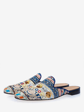 Mens Ethnic Embroidered Loafer Mules Slipper