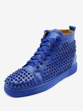 Blaue Nieten-hohe Spitzenturnschuh-Skateboard-Schuhe der Männer