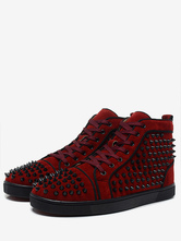 Mens Red Spike Sneakers High Top Skateboard Prom Party Sneakers