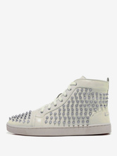 Mens White Spikes Shoes High Top Sneakers