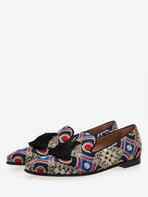 Mens Embroidered Loafers with Tassels