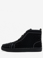 Men's Black Suede High Top Sneakers Spikes Shoes