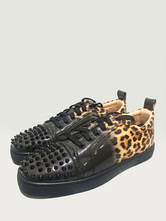 Sneakers basse da uomo con stampa leopardata con lacci e scarpe da ballo con punte