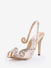 Mulheres Vestido 2024 Sapatos Sandálias De Salto Alto Glitter Peep Toe Slingbacks Sapatos De Casamento