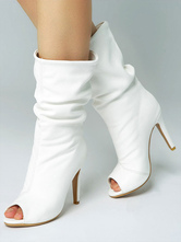 White Ankle Boots Peep Toe High Heel Sandal Booties US 5.5-12.5