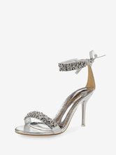 Sandalias de baile Oro 2024 Sandalias de tacón alto con diamantes de imitación tachuelas zapatos de noche de mujer