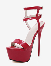 Красные сексуальные сандалии 2024  лакированные небесно высокие сандалии на платформе для женщин  обувь для стриптиза