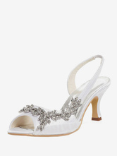 Chaussures de Mère de Mariée 2024 Violet Bout Ouvert Strass Slingbacks Chaussures de Mariage Talon de Chaton Chaussures de Mariée