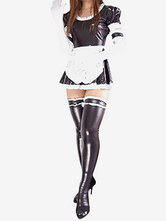 Halloween Black Sexy Maid Style Shiny Metallic Dress