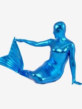 Blauer glänzender metallischer Zentai-Anzug im Meerjungfrauen-Stil
