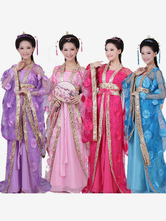 Costume Traditionnel Chinois Femme Tulle Hanfu Robe Ancienne Dynastie Tang 3 Pièces Déguisements Halloween