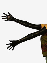 Shiny Metallic Black Shoulder Length Gloves Halloween