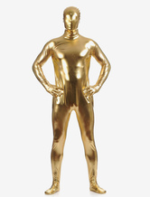 Golden Zentai Suit Adults Full Body Shiny Metallic Bodysuit for Men