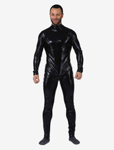 Хэллоуин Черный костюм для мужчин Блестящий металлический костюм Catsuit