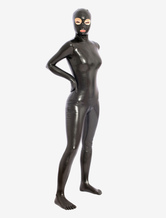 Catsuit de látex preto para Halloween Gimp Suit