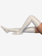 Bas long chaussettes séduisantes blanches zentai en PVC Déguisements Halloween