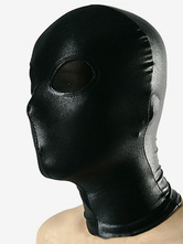 Carnevale Cappuccio nero tinta unita in gomma metalizzata per adulti unisex con gli occhi semitrasparenti Halloween