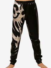 Black Silver Pattern Shiny Metallic Wrestling Pants Costume