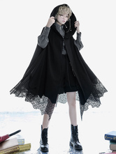 Poncho Lolita gotico Capispalla per mantello invernale Lolita in poliestere nero