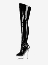 Bottes sexy femme de ballet noir talon haut transparente