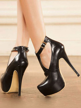 Black Sexy Heels Platform High Heel Almond Toe Women's Pumps
