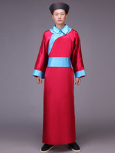 Men's Chinese Costume Halloween Eunuch Ancient Red Gown Outfit