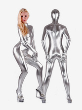 Halloween Morph Suit Silver Shiny Metallic Catsuit