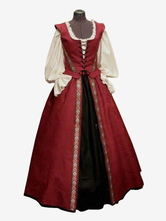 Medieval Vintage Dress Red Layered Bows Sleeveless Halter Swing Dress Prom Dress