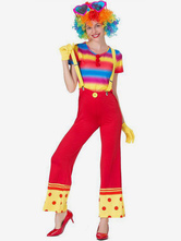 Carnival Circus Costume Red Women Pants Gloves Set Polyester Clown Holidays Costumes Carnival
