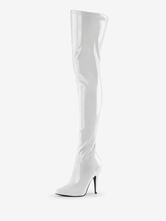 Sexy High Heel Boots Pointed Toe Zipper Sequins Stiletto Heel Rave Club White Thigh High Boots
