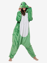 Kigurumi Onesie pijamas rana adulto verde franela fácil baño invierno ropa de dormir Animal disfraz Halloween