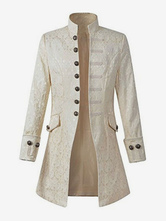 ホワイト Vintageblazer 貴族スタイルのボタンの装飾スタンド襟レトロ衣装男性カーニバル